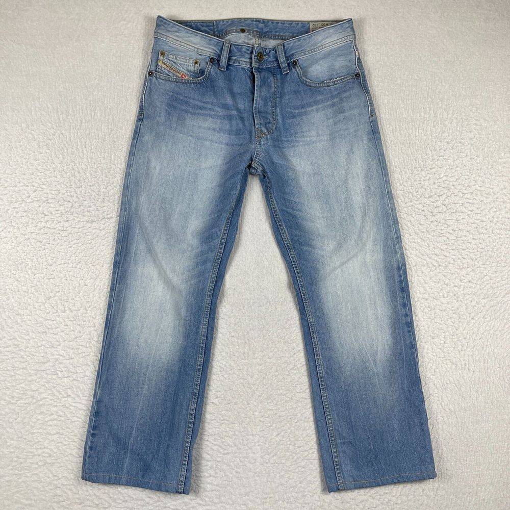 Diesel Jeans Mens 30x32 Blue Straight Larkee Button Fly (Hemmed Inseam‎ 26")